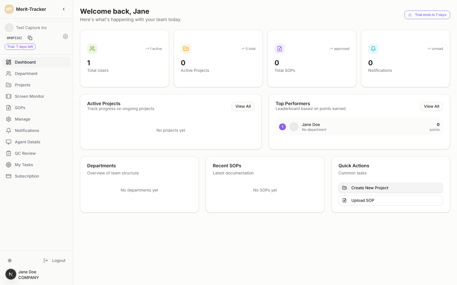 Main Dashboard